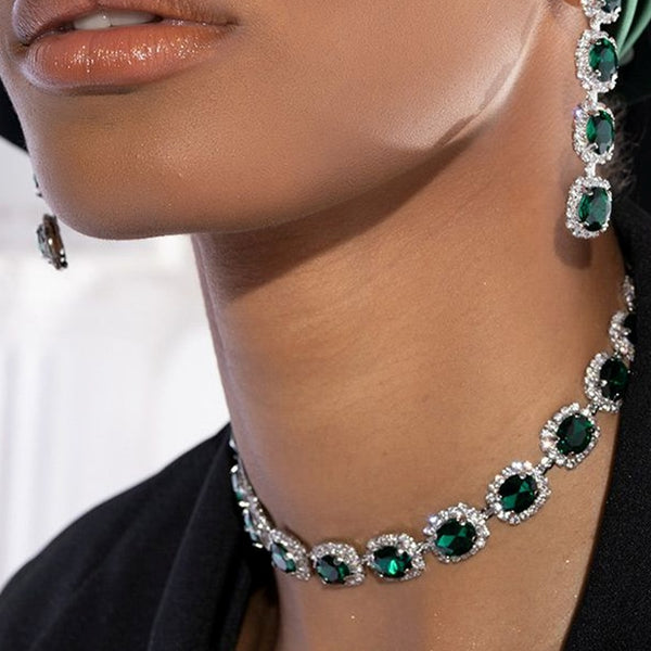 Rhinestone Collar Choker Necklace/Earrings Not Included - jackandjillsonlineshop