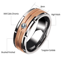 Charm 8mm Tungsten Charm Zirconia Ring - jackandjillsonlineshop