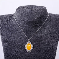 8ct Yellow Chalcedony Pendant Necklace/Sterling Silver - jackandjillsonlineshop